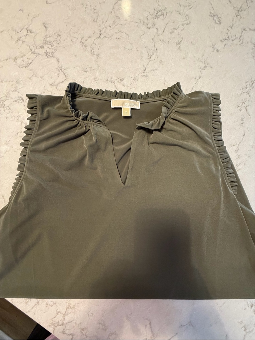 MICHAEL Michael Kors Olive Green Ruffle Trim Sleeveless dress 2x